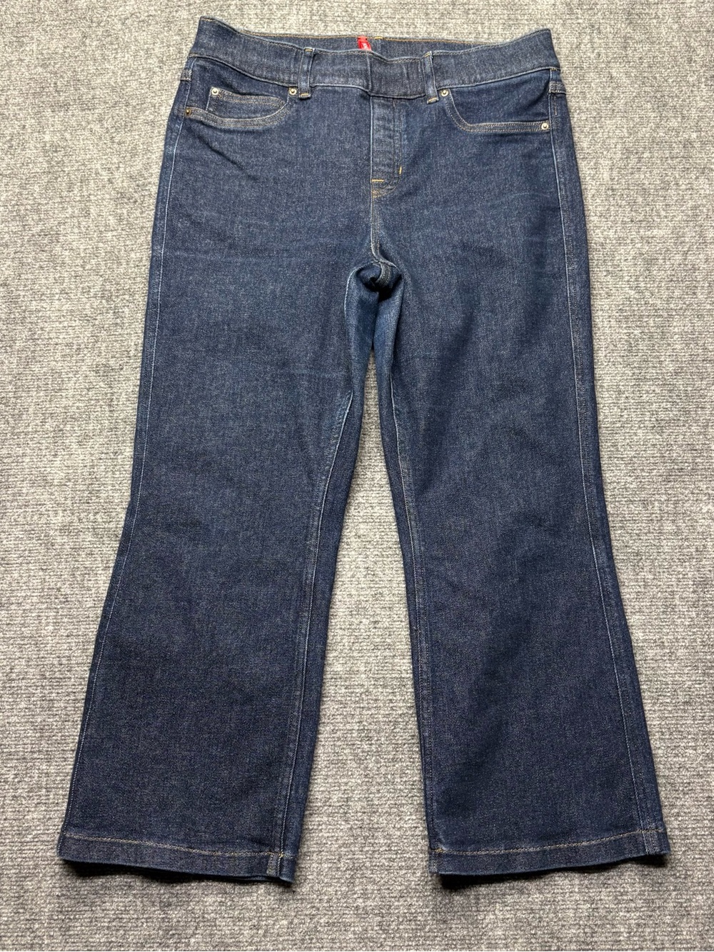 Spanx Jeans Women L Petite Blue Shapewear EveryWear Kick Flare Raw Indigo 20699Q